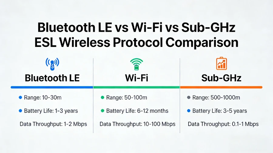 Bluetooth срещу Wi{0}}Fi срещу Sub-GHz Етикет на електронния рафт